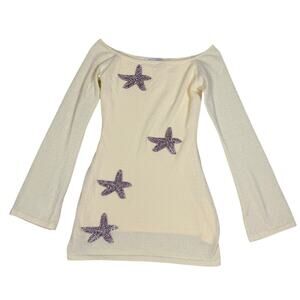 Outcast Womens Size M Maii Mini Dress Yellow Starfish Off The Shoulder